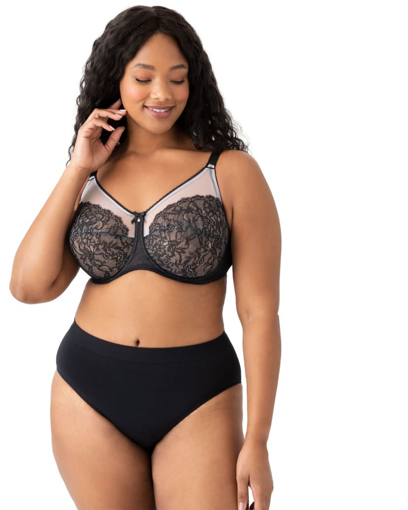 Front of a model wearing a size 36DDD Retro Chic Underwire in Black by Wacoal. | dia_product_style_image_id:304152